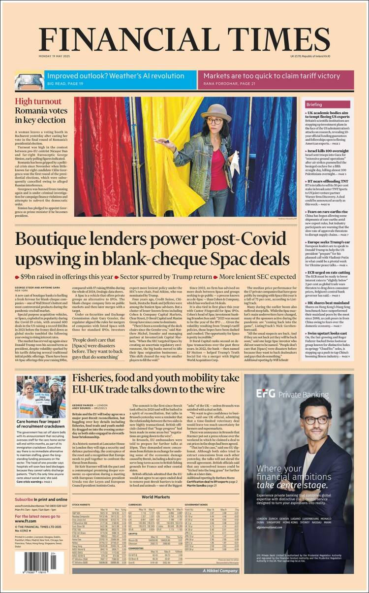 Portada de Financial Times (Royaume-Uni)