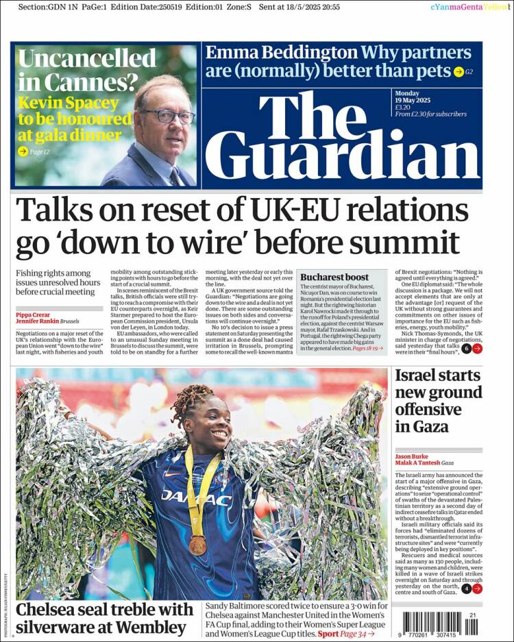 Portada de The Guardian (Royaume-Uni)