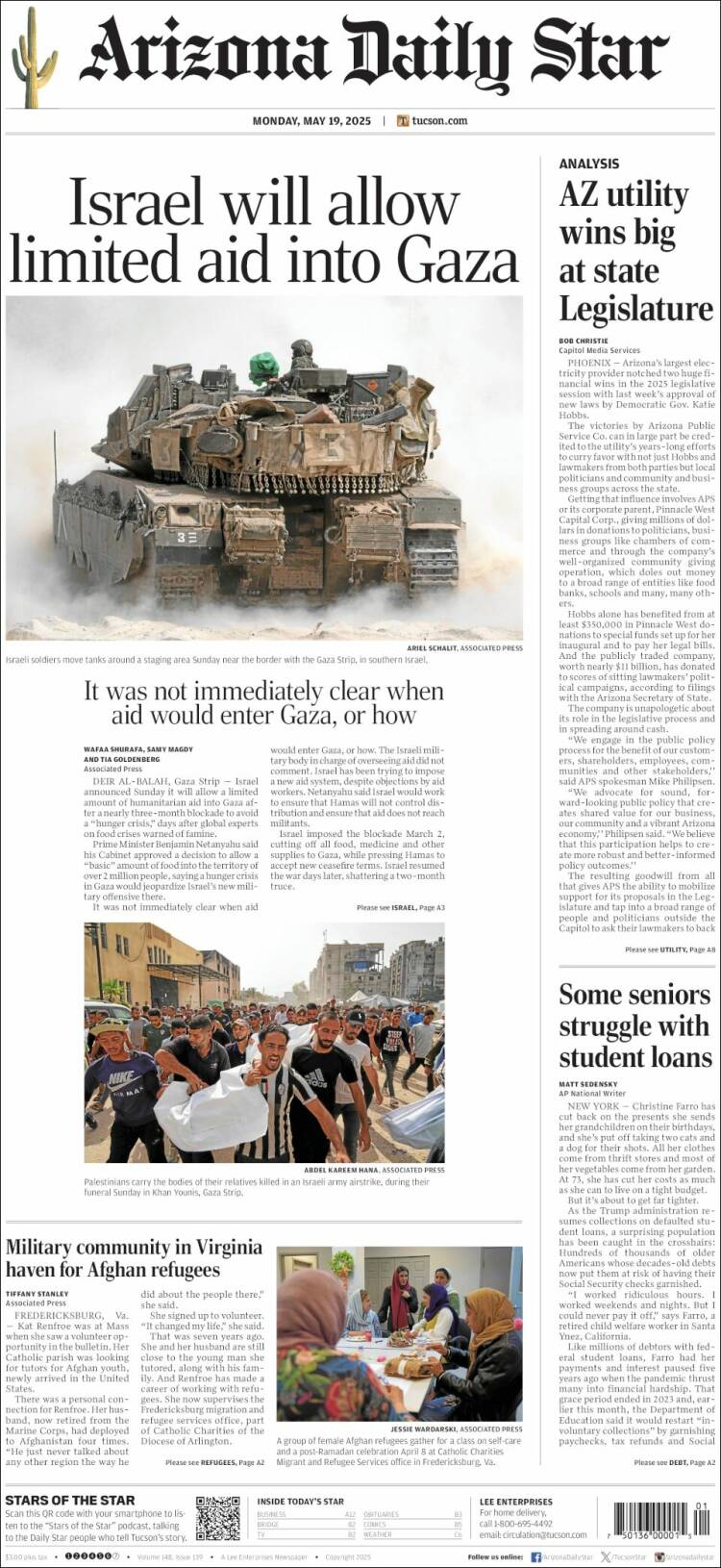 Portada de Arizona Daily Star (USA)