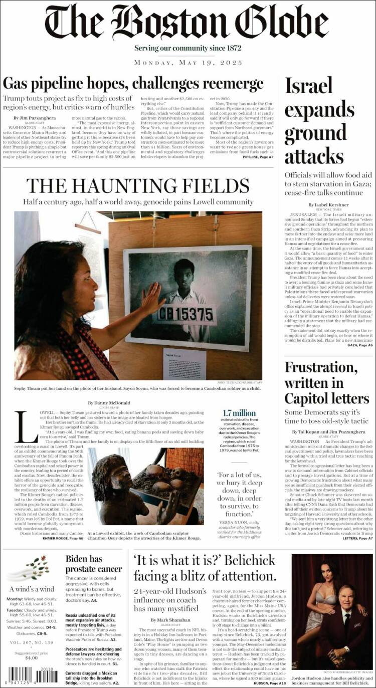 Portada de Boston Globe (USA)