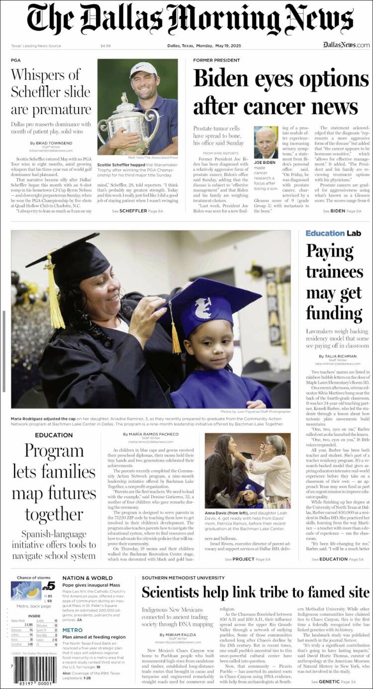 Portada de Dallas Morning News (USA)