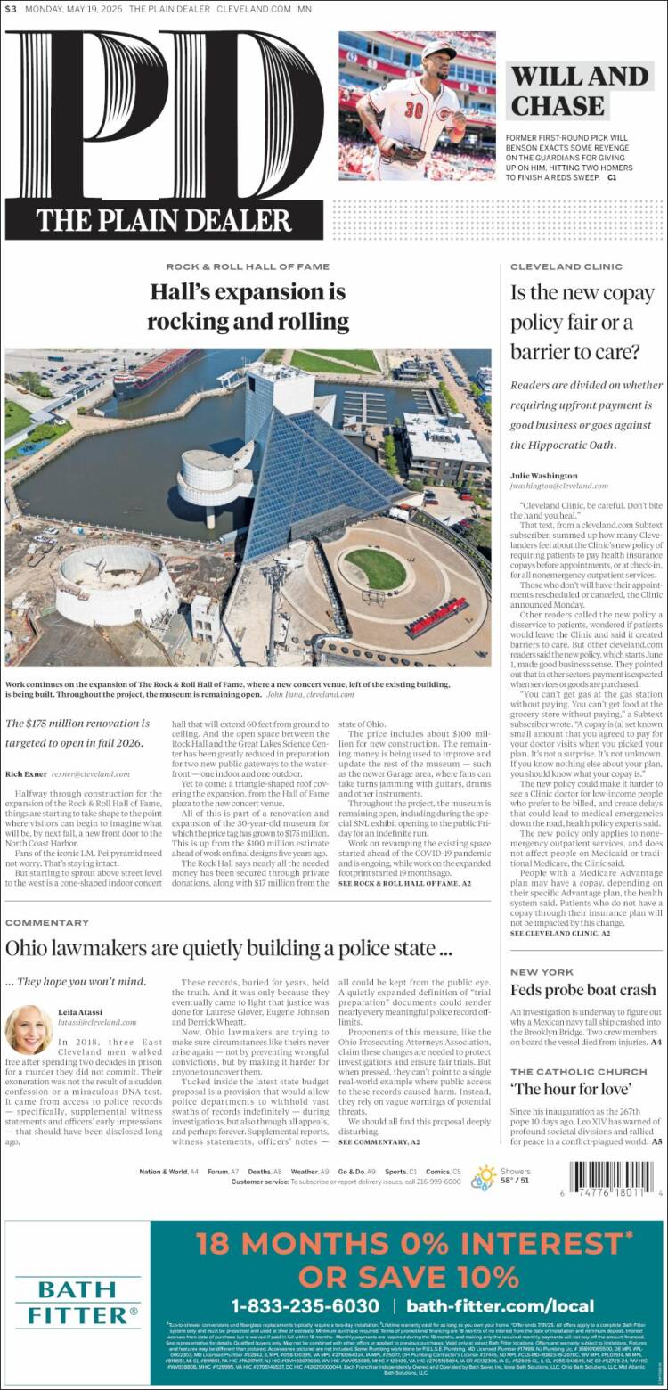 Portada de The Plain Dealer (USA)