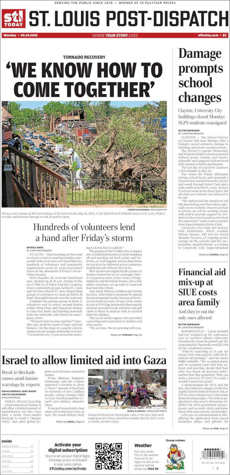 Portada de St. Louis Post-Dispatch (USA)