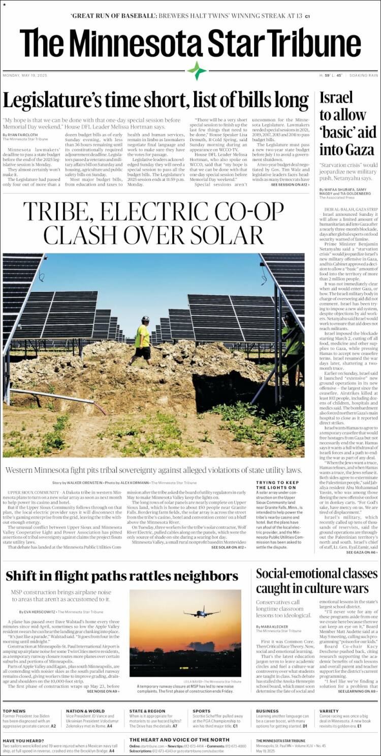 Portada de Star Tribune (USA)