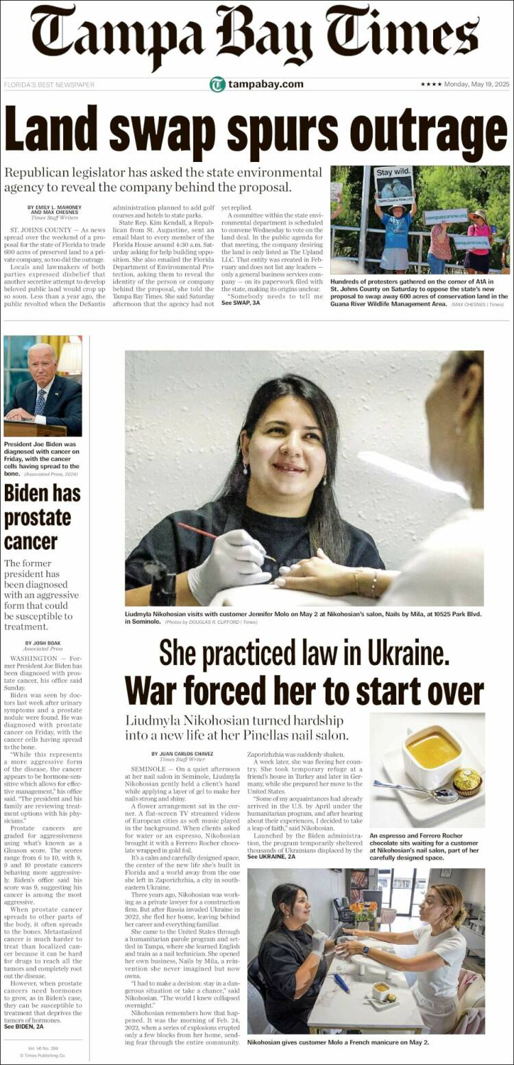 Portada de Tampa Bay Times (USA)