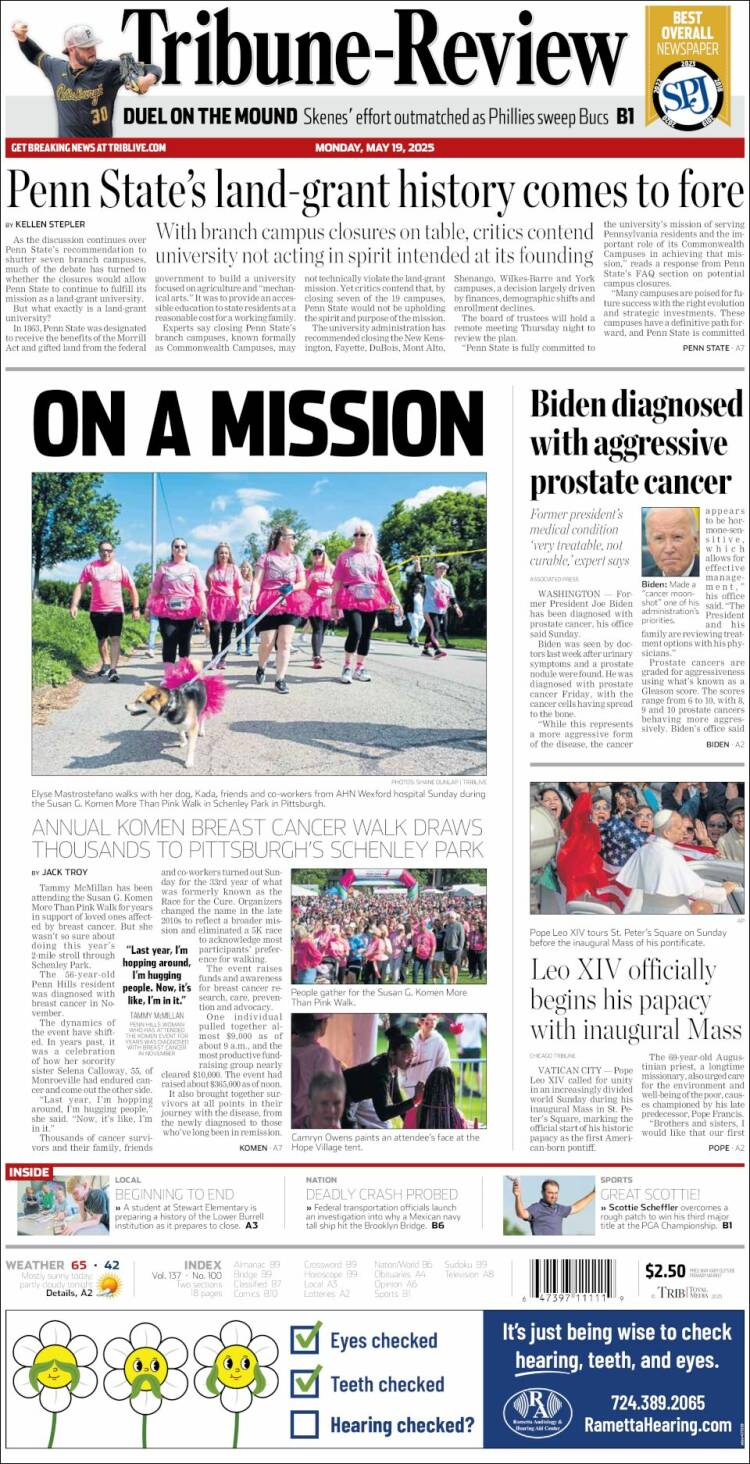 Portada de Tribune-Review (USA)