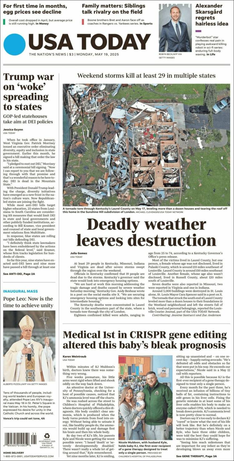 Portada de USA Today (USA)
