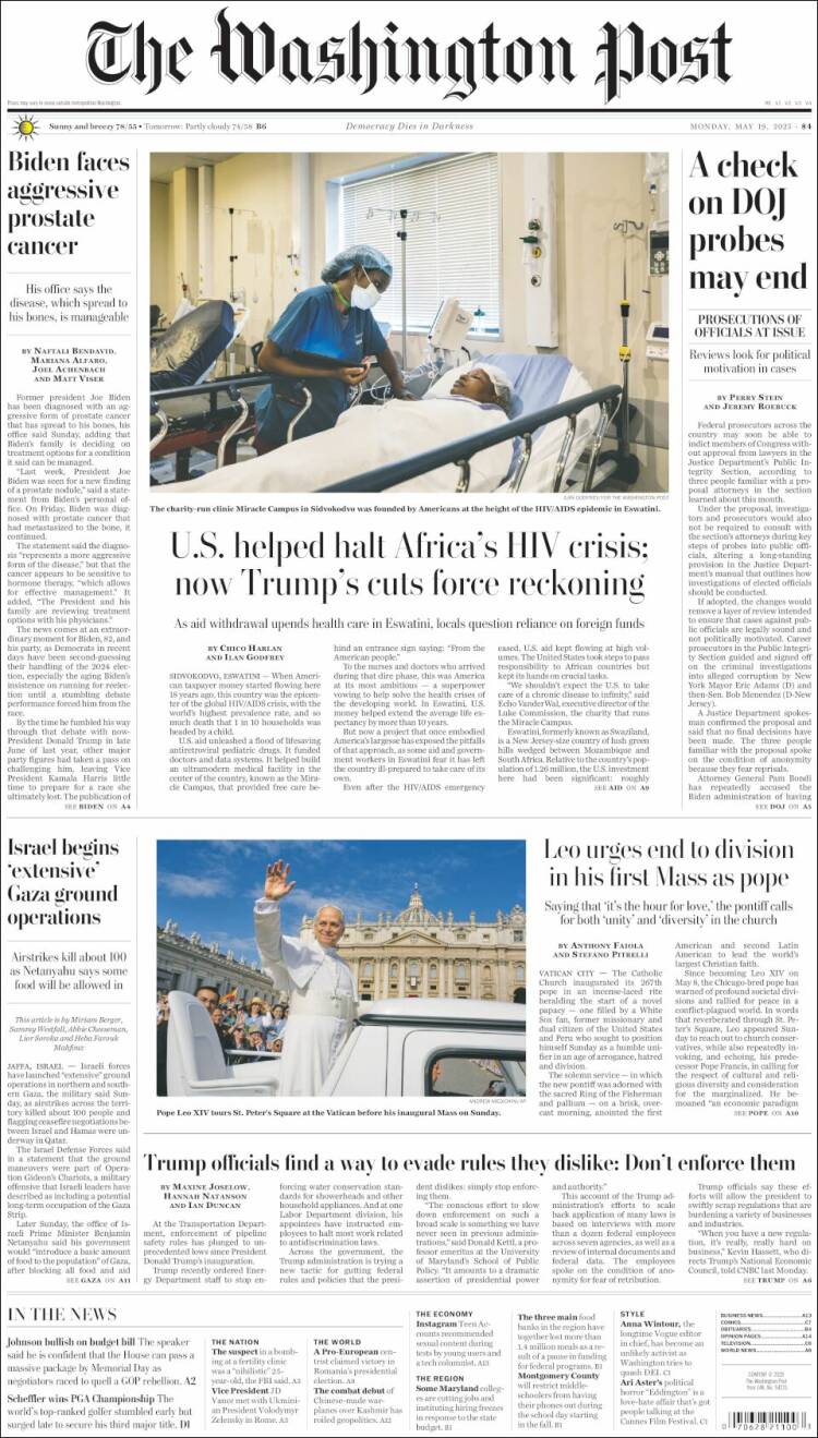Portada de The Washington Post (USA)