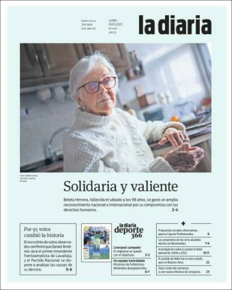 Portada de La Diaria (Uruguay)