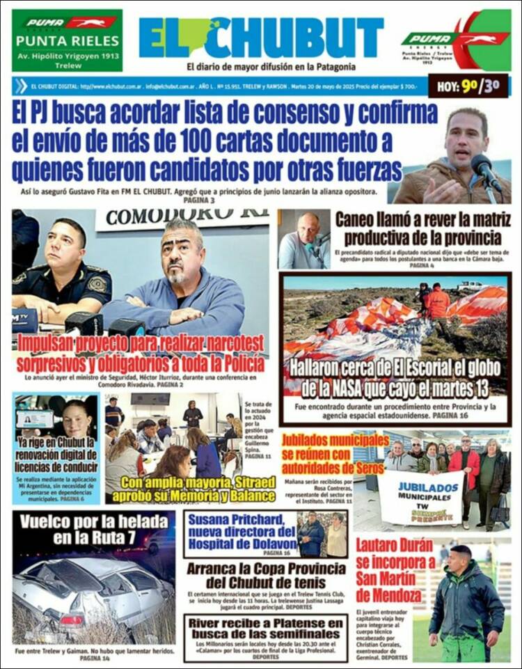 Portada de El Chubut (Argentina)