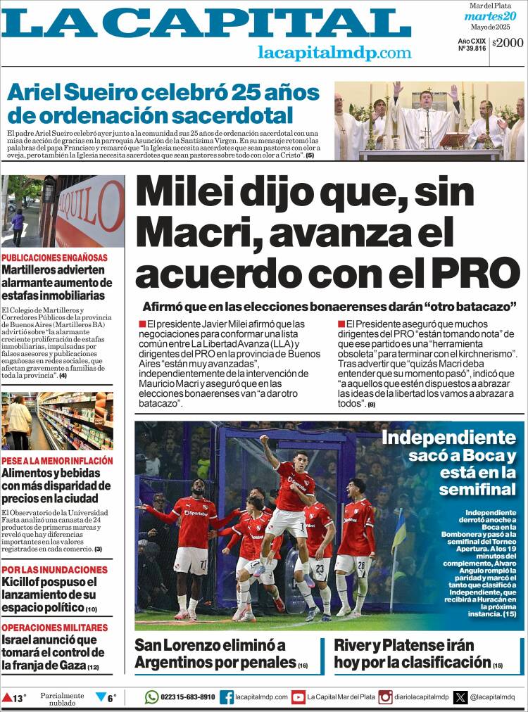 Portada de Diario La Capital - Mar del Plata (Argentine)
