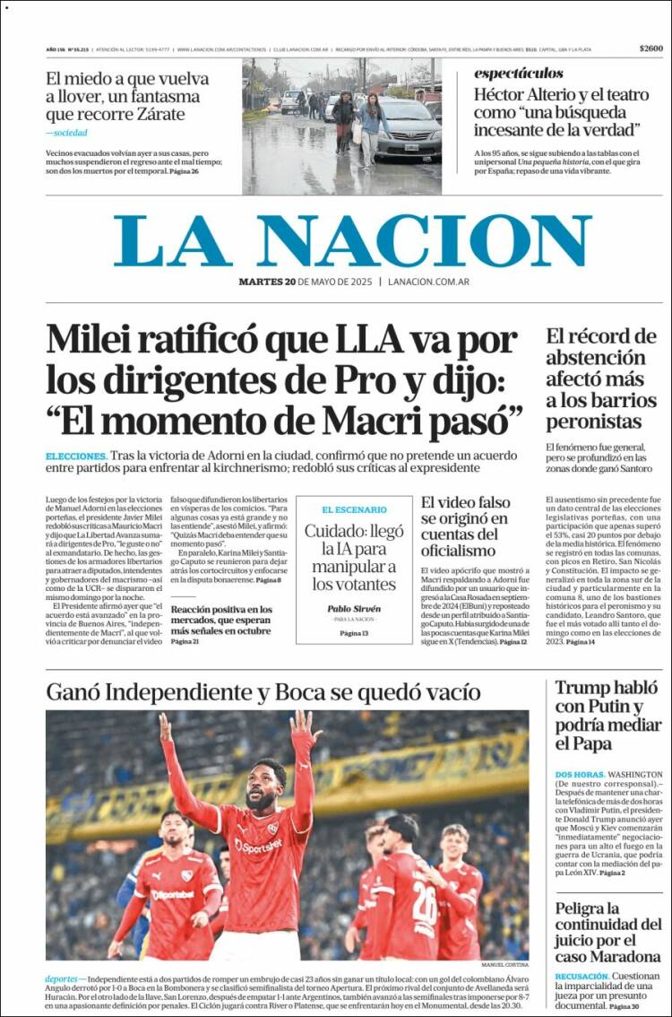 Portada de La Nación (Argentine)