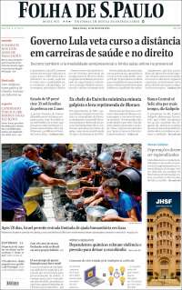 Portada de Folha de São Paulo (Brésil)
