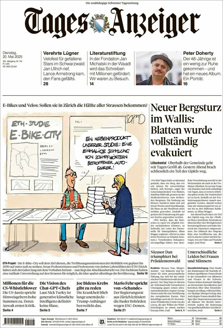 Portada de Tages-Anzeiger (Suisse)