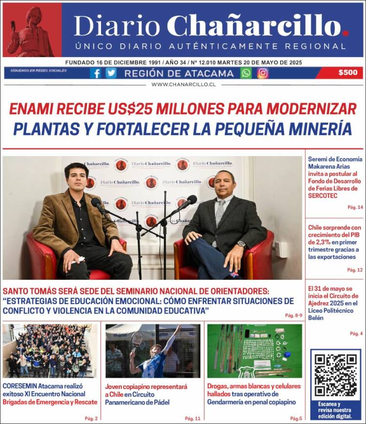 Portada de Diario Chañarcillo (Chili)