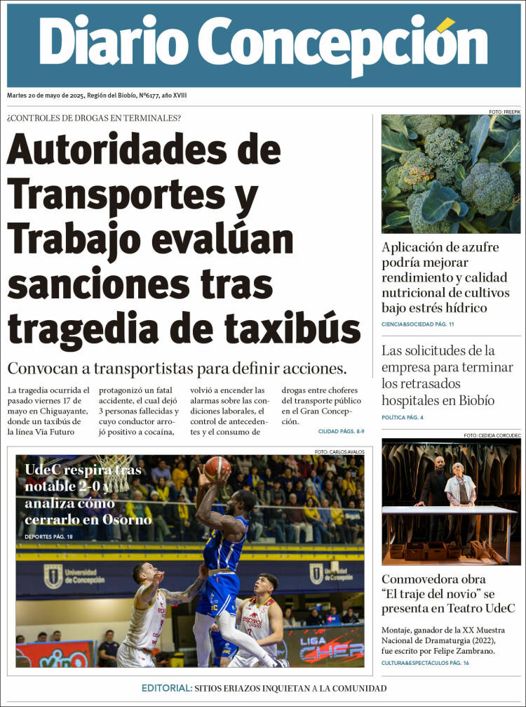 Portada de Diario de Concepción (Chili)