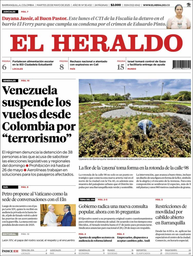 Portada de El Heraldo (Colombie)
