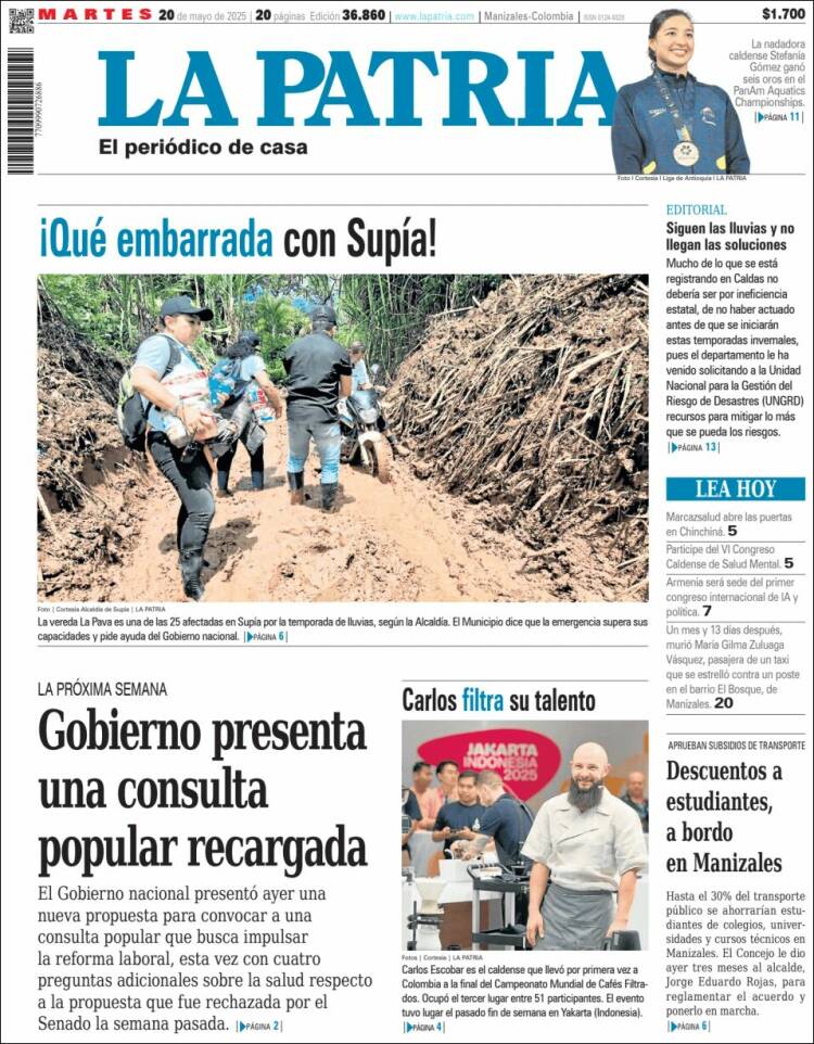 Portada de La Patria (Colombie)