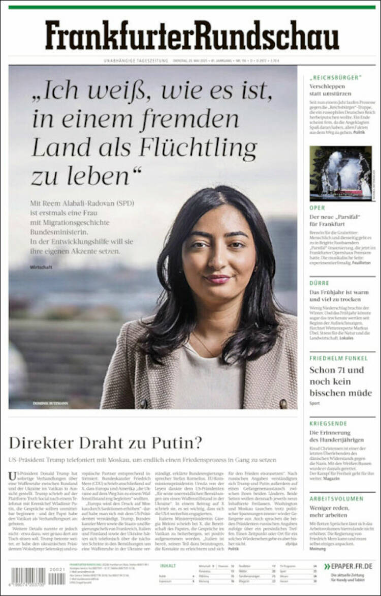 Portada de Frankfurter Rundschau (Allemagne)