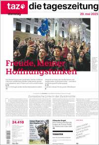 Portada de Die Tageszeitung (Allemagne)