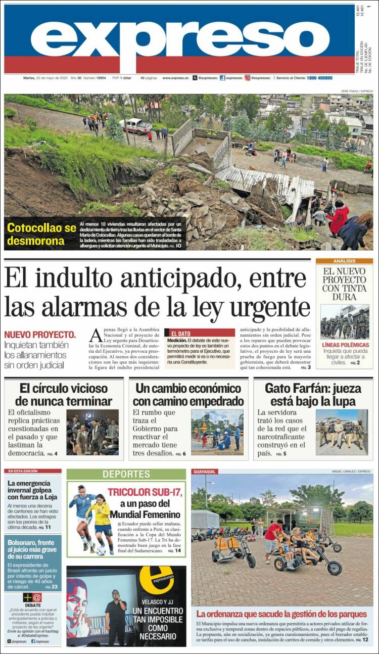 Portada de Expreso (Équateur)