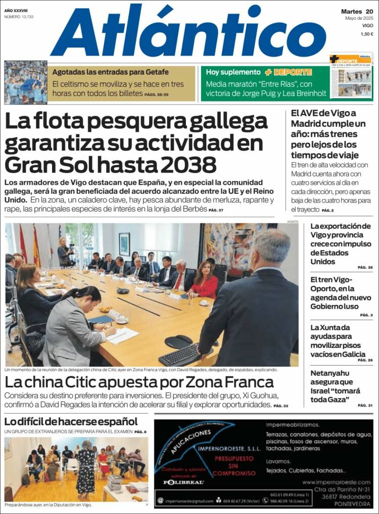 Portada de Atlántico Diario (España)