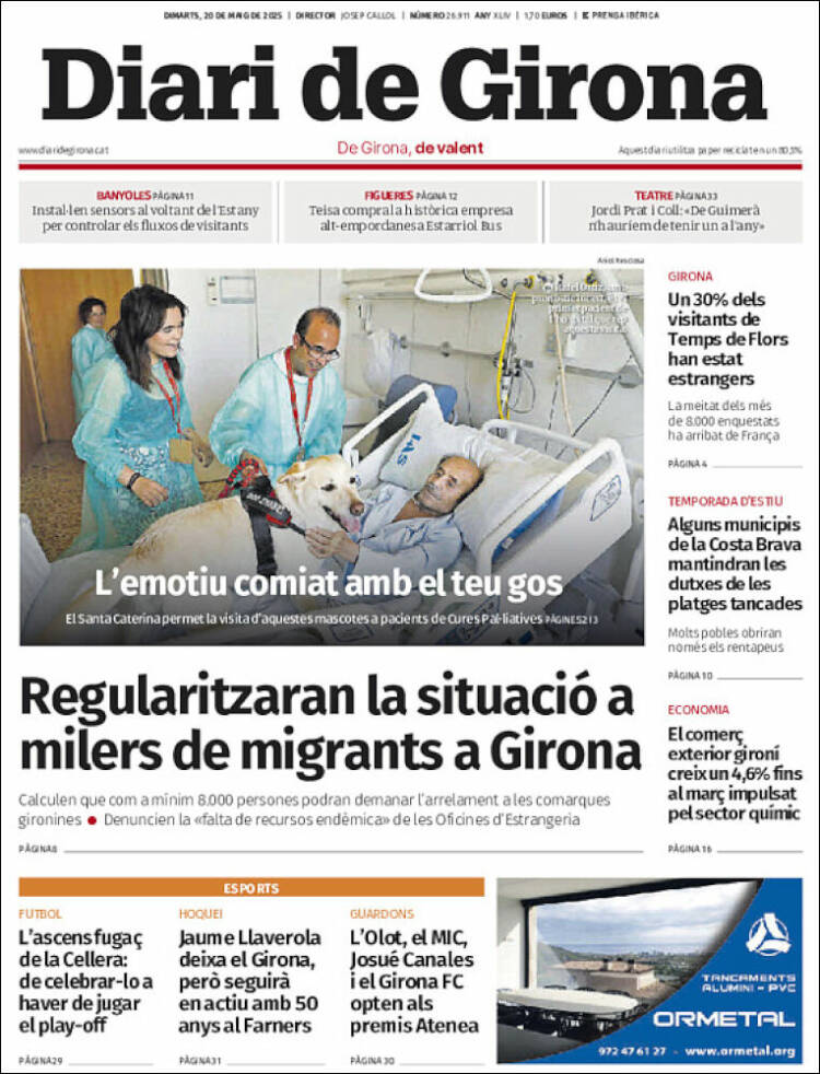 Portada de Diari de Girona (España)