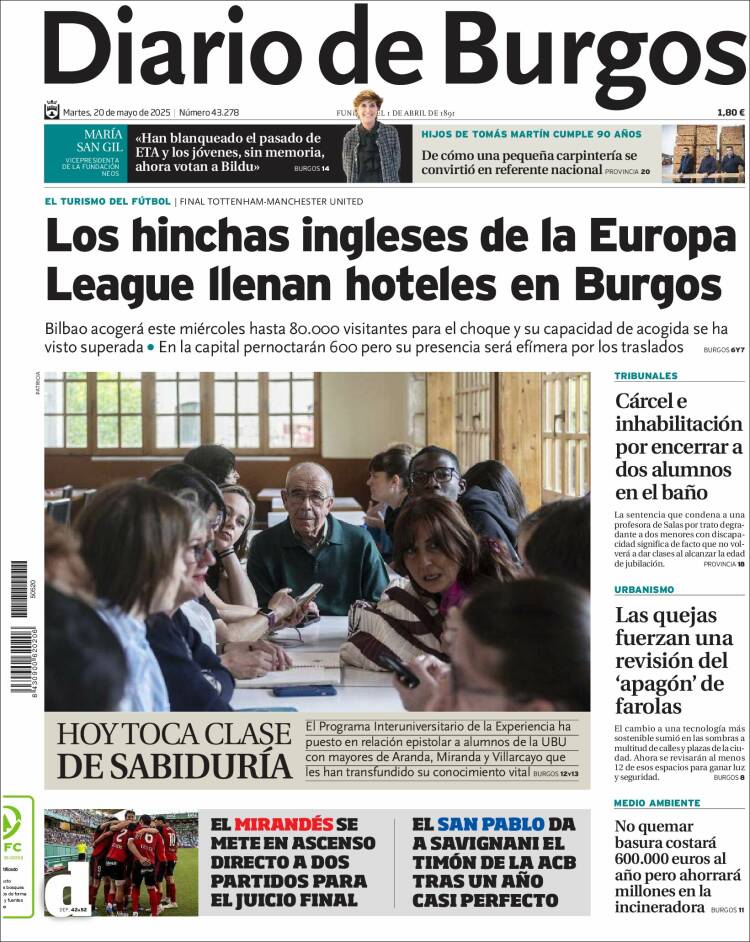 Portada de Diario de Burgos (España)