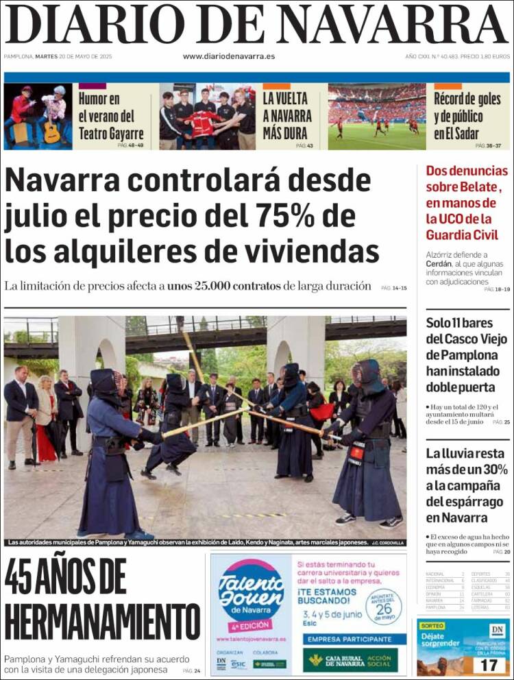 Portada de Diario de Navarra (España)