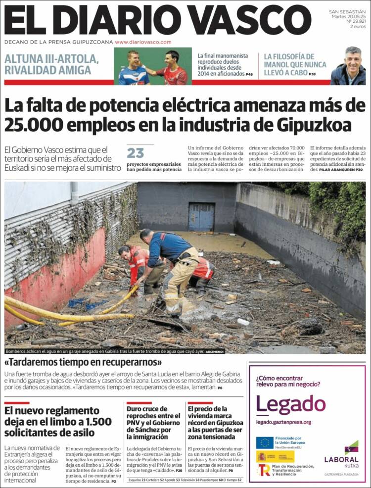 Portada de Diario Vasco (España)