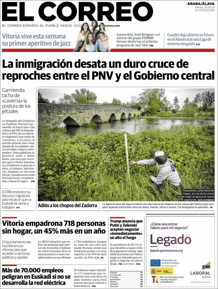 Portada de El Correo - Álava (España)