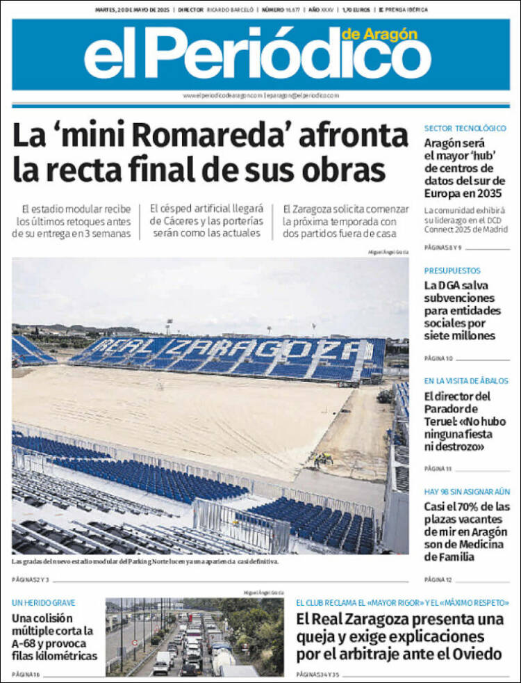 Portada de El Periódico de Aragón (España)