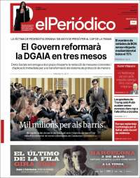 Portada de El Periódico de Catalunya (España)