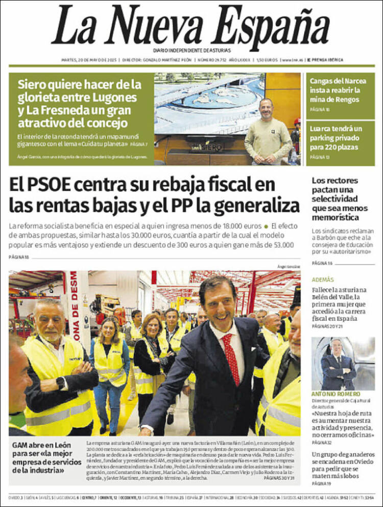 Portada de La Nueva España (España)