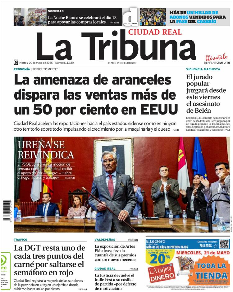 Portada de La Tribuna de Ciudad Real (España)