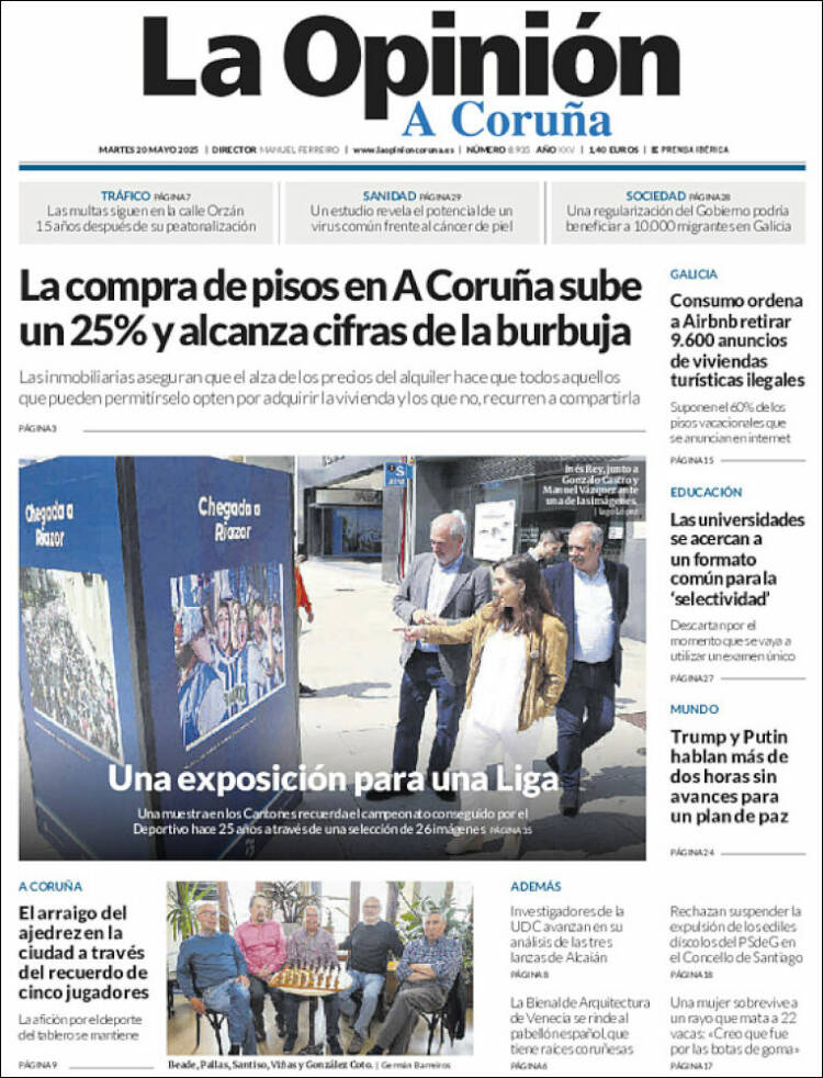 Portada de La Opinión de A Coruña (España)