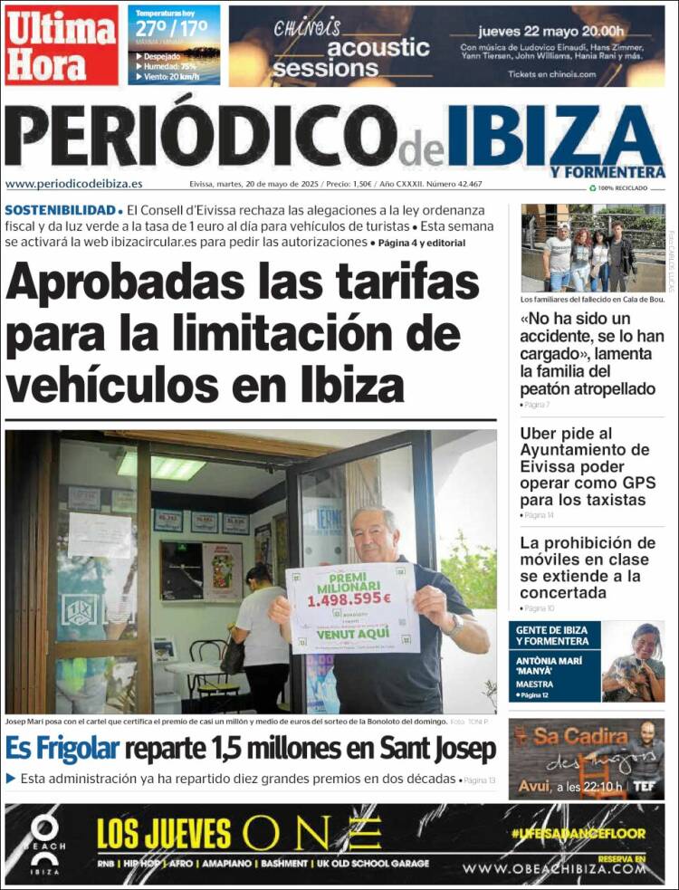 Portada de Periódico de Ibiza (España)