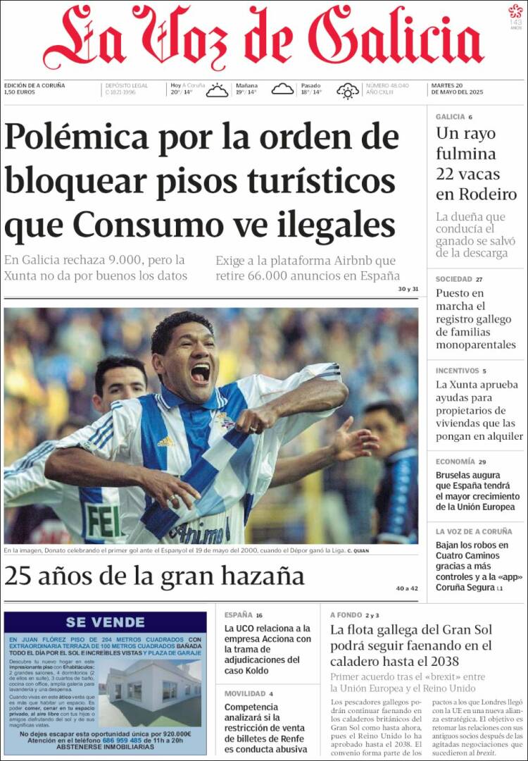 Portada de La Voz de Galicia (España)
