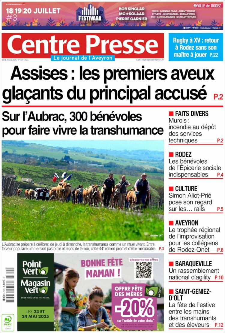 Portada de Centre Presse (Francia)