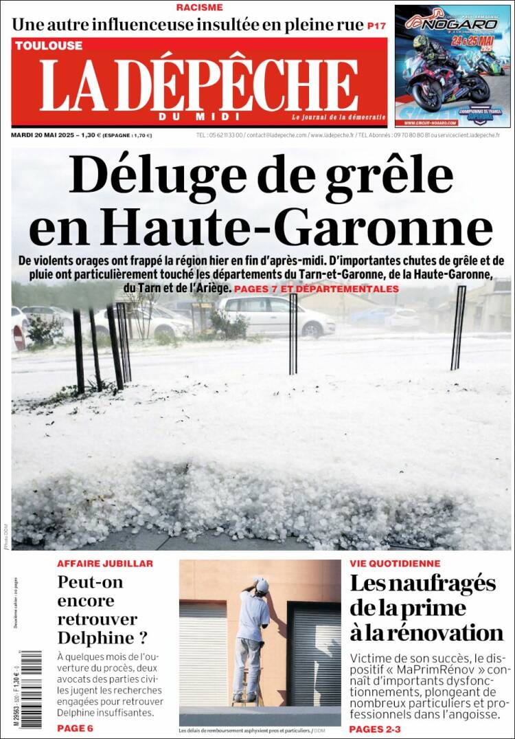 Portada de La Dépêche du Midi (Francia)