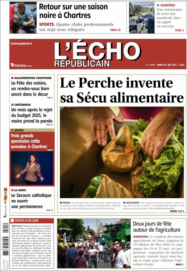 Portada de L'Echo Républicain (Francia)