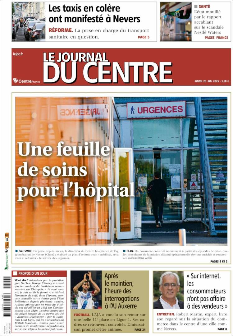 Portada de Le Journal du Centre (Francia)