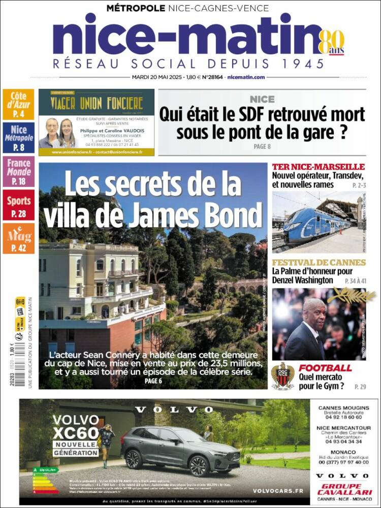 Portada de Nice-Matin (Francia)
