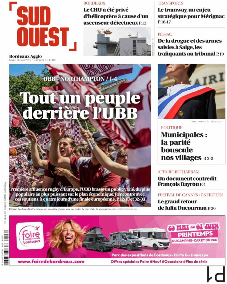 Portada de Sud Ouest (Francia)