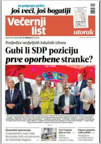 Portada de Večernji (Croatie)