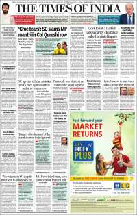 Portada de The Times of India (Inde)