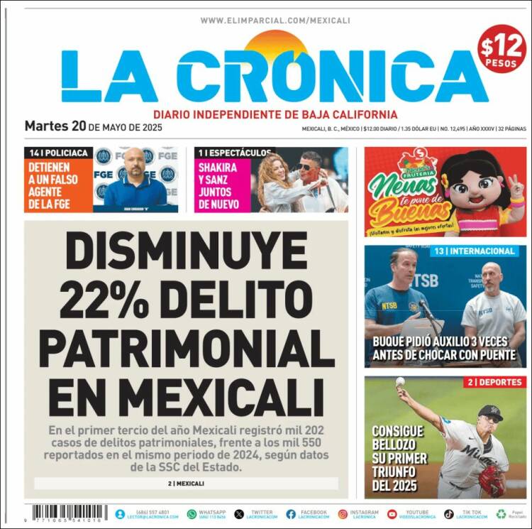 Portada de La Crónica de Baja California (México)