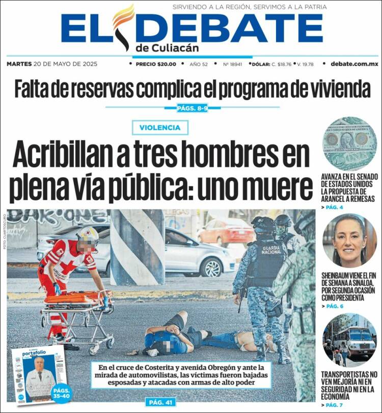 Portada de El Debate de Culiacán (México)