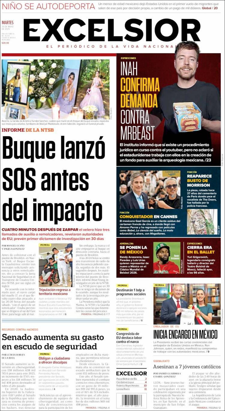 Portada de Excelsior (Mexique)