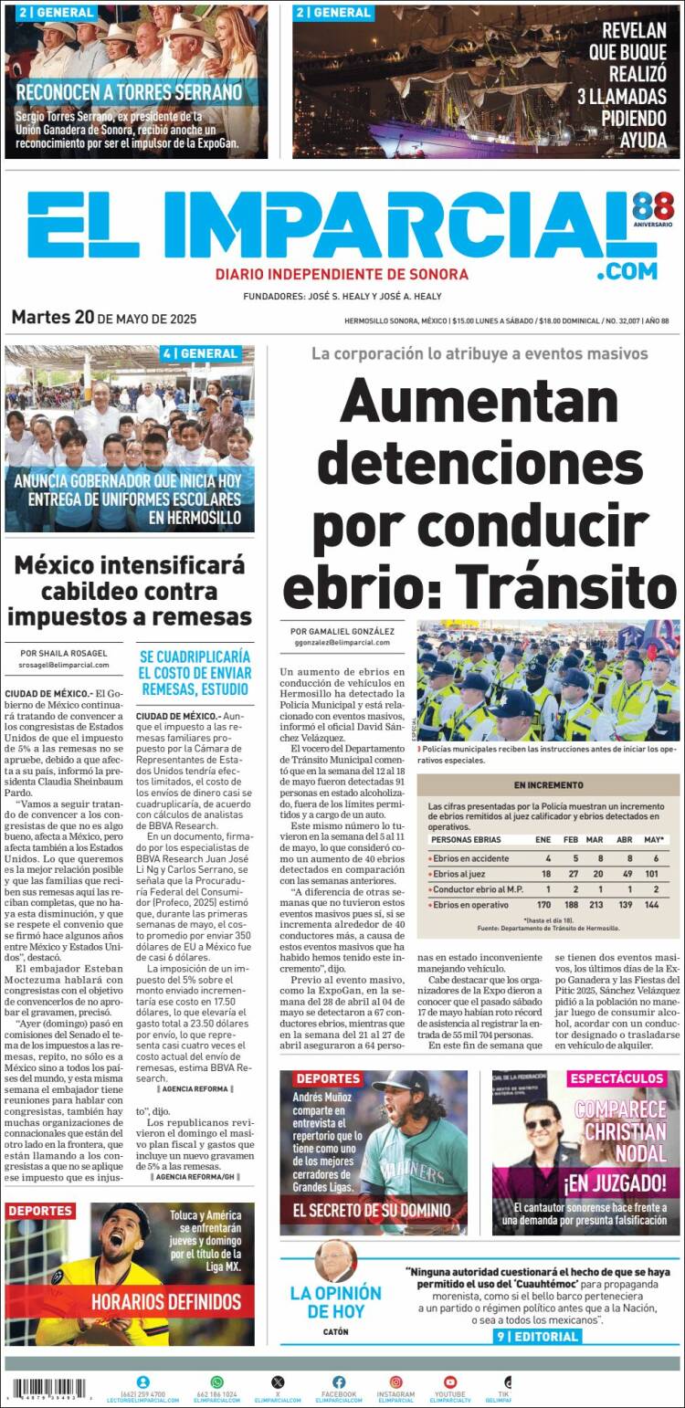 Portada de El Imparcial (México)